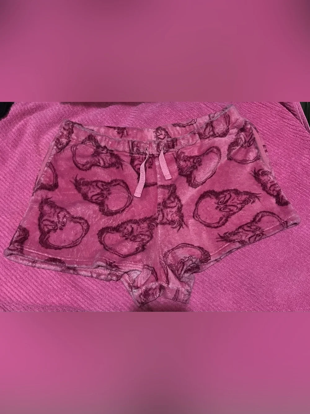 Brand new Plush Pink Women's Sleep Shorts with Grinch